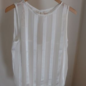 True Destiny Sheer Striped Sleeveless Blouse [M]